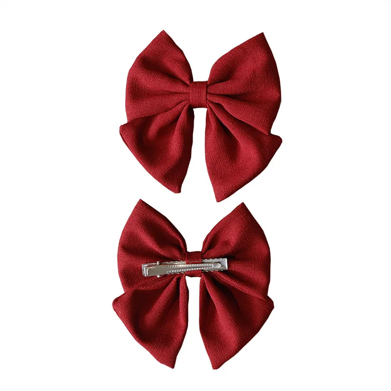 Barrette bébé – Grand nœud papillon en lin