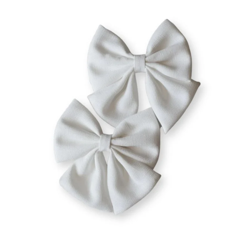 Barrette bébé – Grand nœud papillon en lin