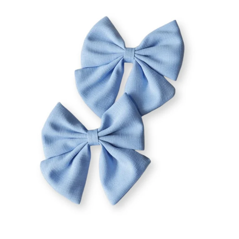Barrette bébé – Grand nœud papillon en lin