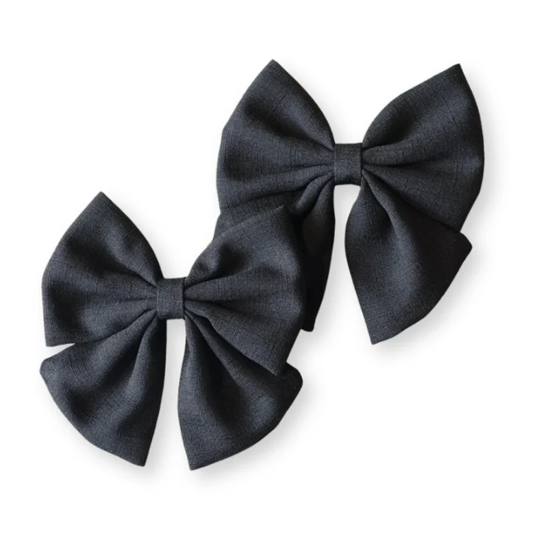 Barrette bébé – Grand nœud papillon en lin