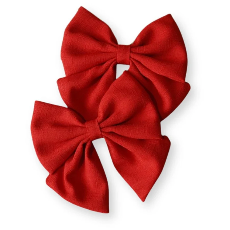 Barrette bébé – Grand nœud papillon en lin