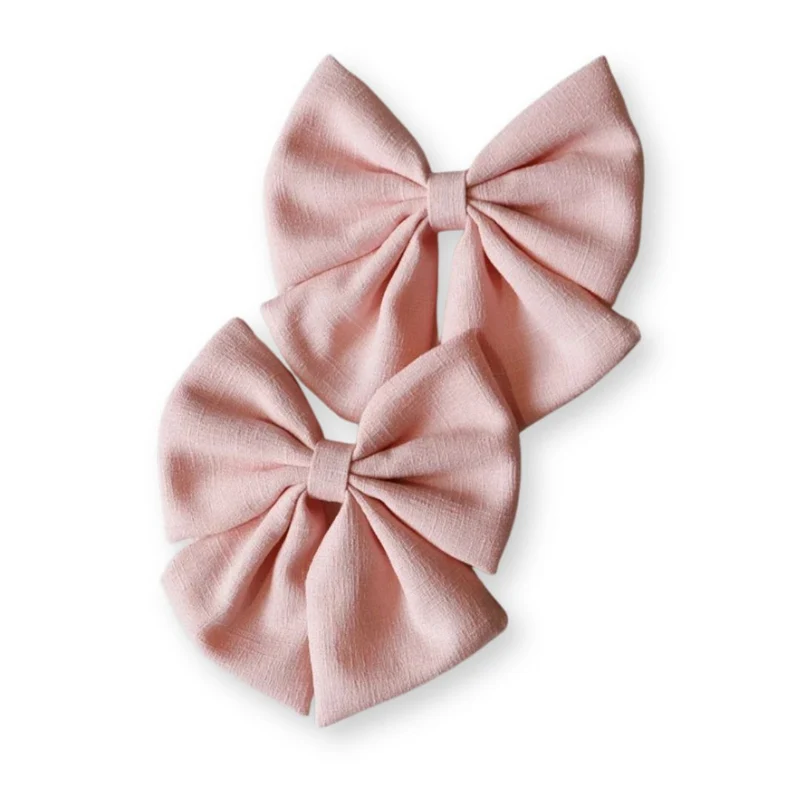 Barrette bébé – Grand nœud papillon en lin