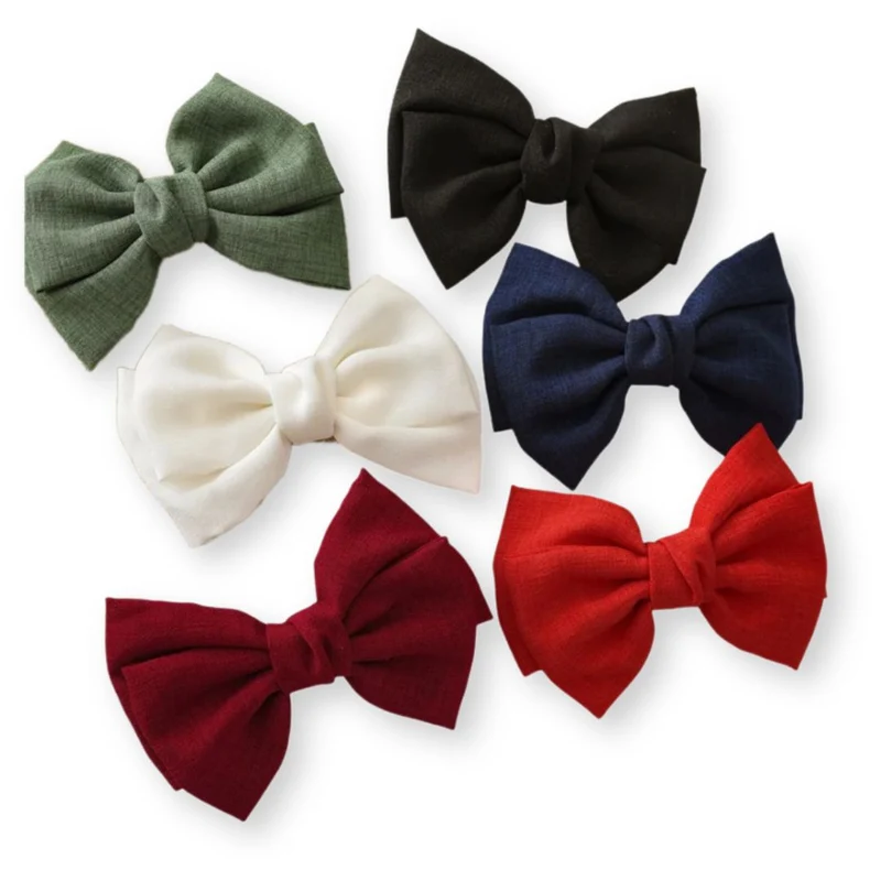 Barrette cheveux - Grand noeud papillon en lin