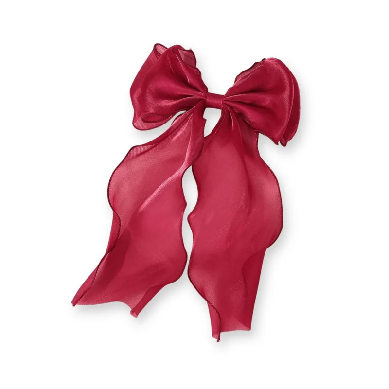 Barrette cheveux - Grand noeud en organza uni