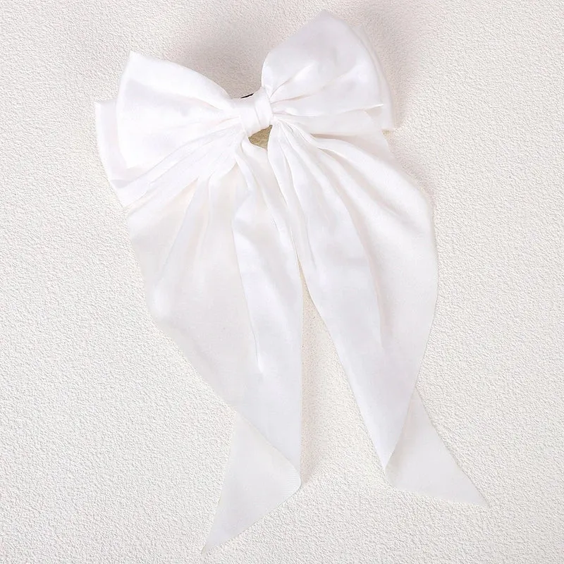 Barrette cheveux - Grand noeud en organza uni