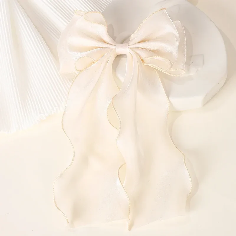 Barrette cheveux - Grand noeud en organza uni