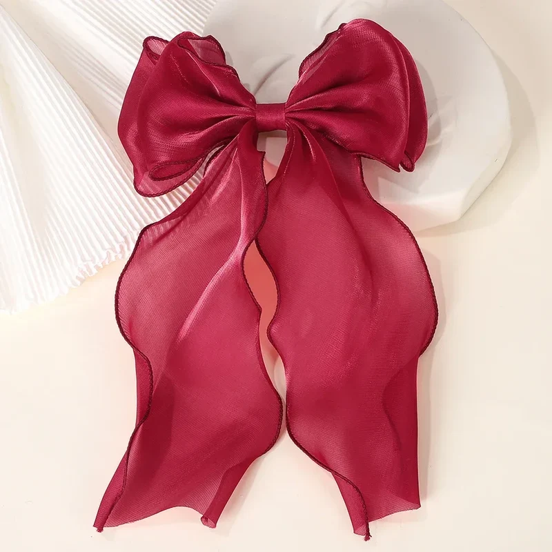 Barrette cheveux - Grand noeud en organza uni