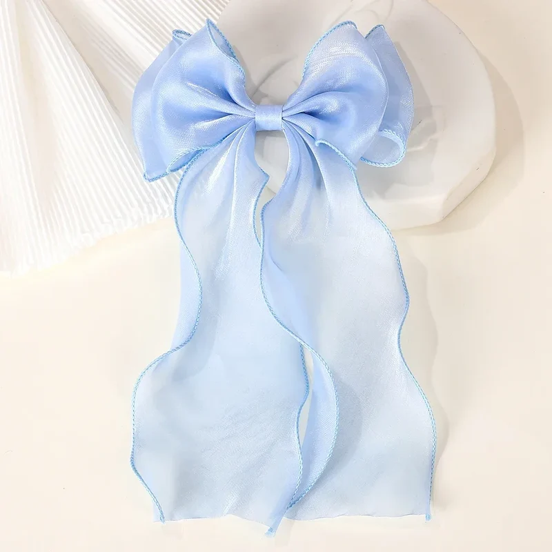 Barrette cheveux - Grand noeud en organza uni