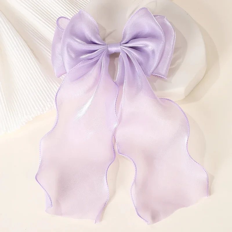 Barrette cheveux - Grand noeud en organza uni