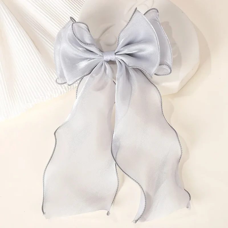 Barrette cheveux - Grand noeud en organza uni