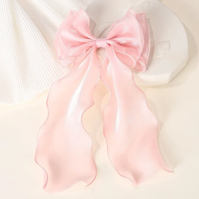 Barrette cheveux - Grand noeud en organza uni