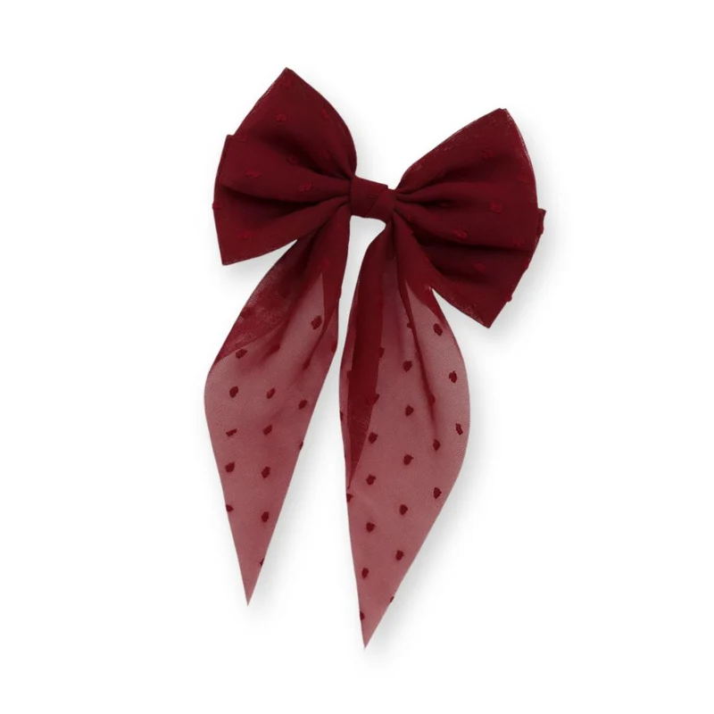 Barrette cheveux - Grand noeud en tulle plumetis