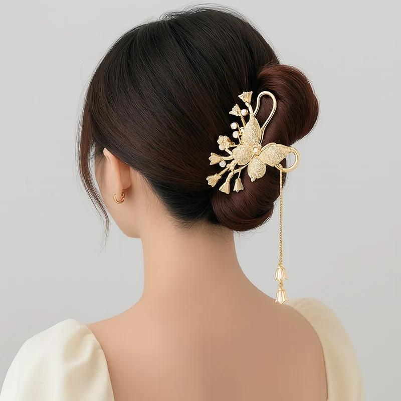 Pince à cheveux - Papillon Fleur de Lys