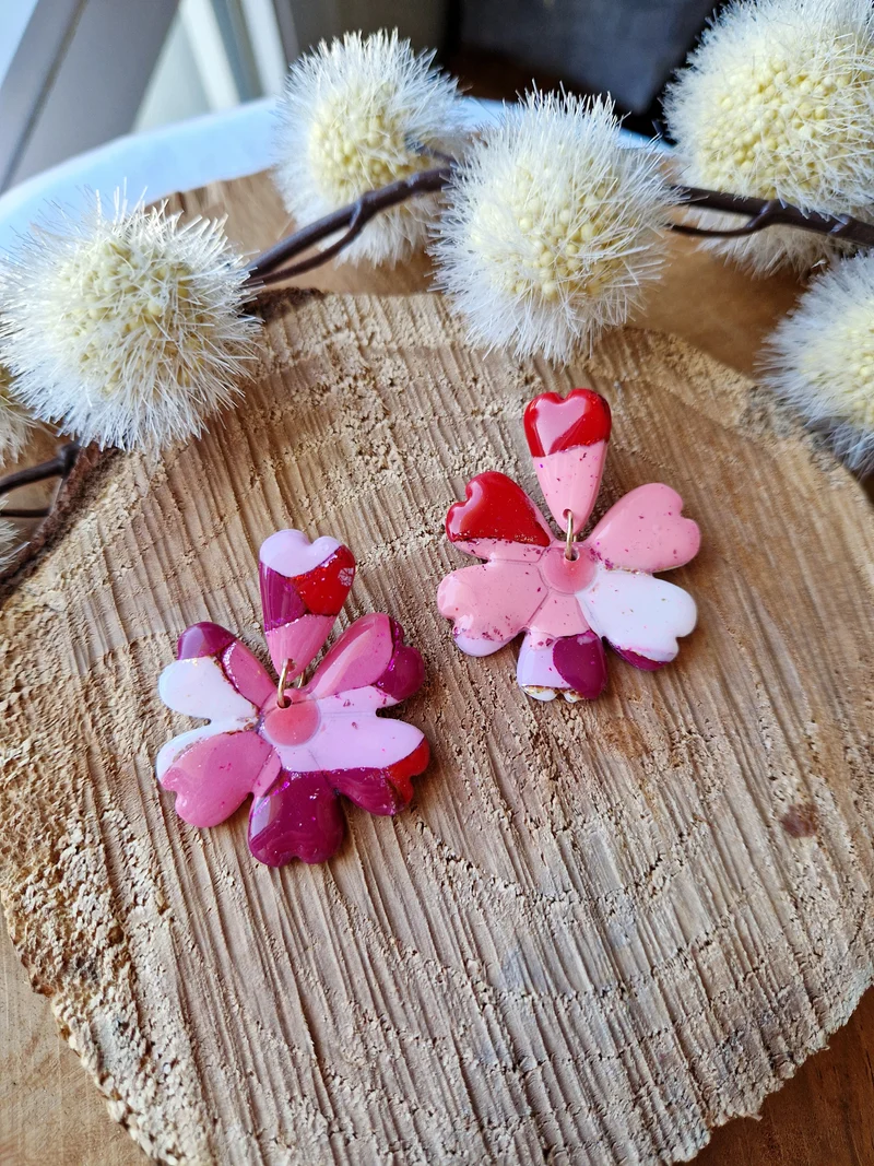 Boucles "Fleurs pétale 🌸" Pink Lovely.