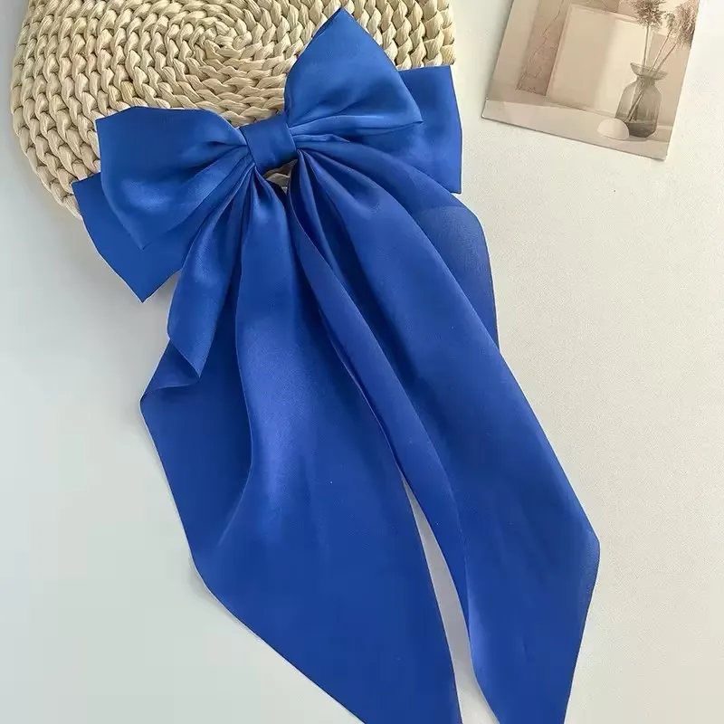 Barrette cheveux - Grand noeud en satin uni