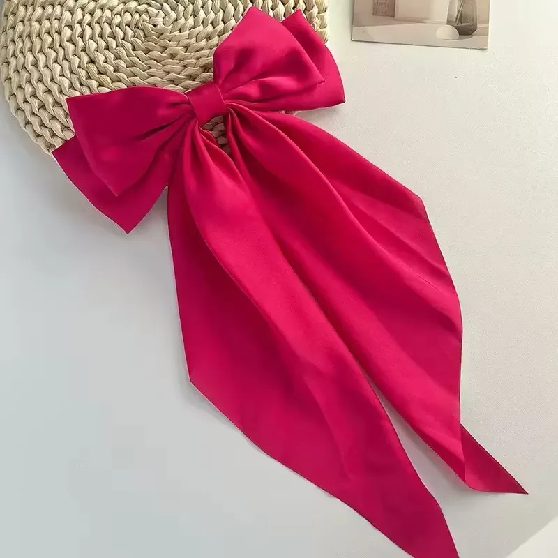 Barrette cheveux - Grand noeud en satin uni