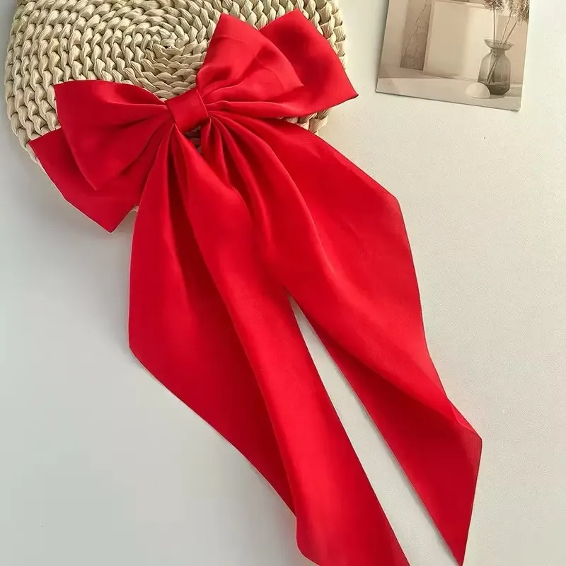 Barrette cheveux - Grand noeud en satin uni