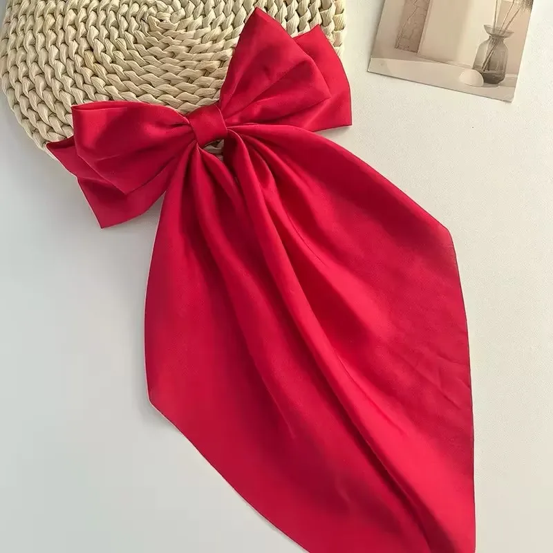 Barrette cheveux - Grand noeud en satin uni