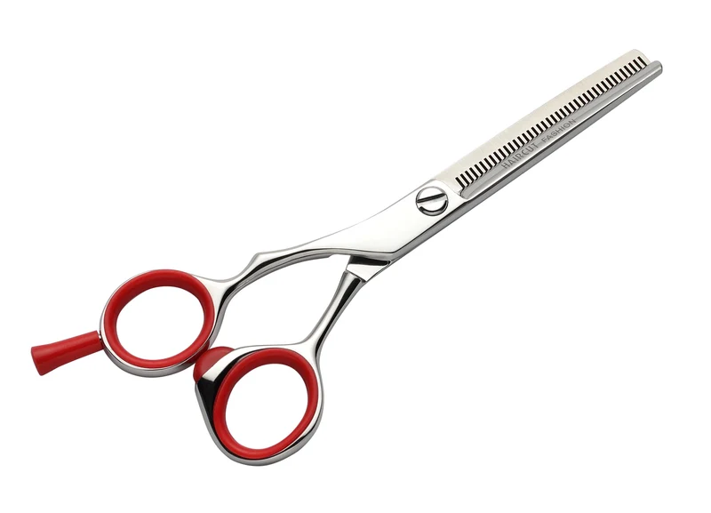 Ciseaux de coiffure sculpteur gaucher FASHION HAIRCUT rouge 40 dents