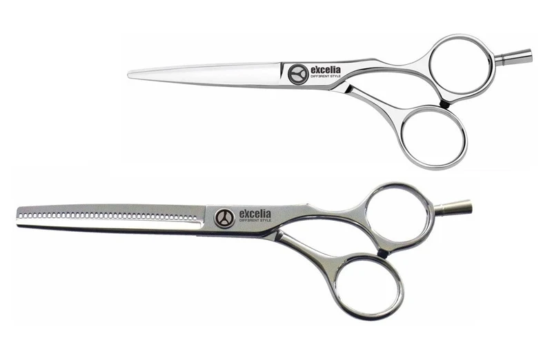 Duo ciseaux de coiffure désaxé EO-55 os taille 5'5 + sculpteur désaxé ET-60 OS T38B/os 38 dents taille 6'0 T-set EXCELIA KASHO