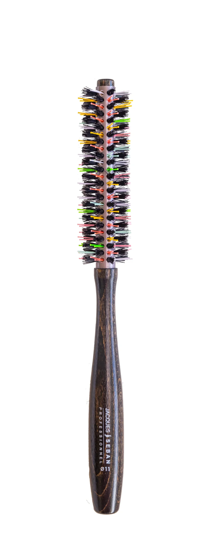 Brosse ronde poils sanglier picots mélangés multicolores JACQUES SEBAN 11 mm