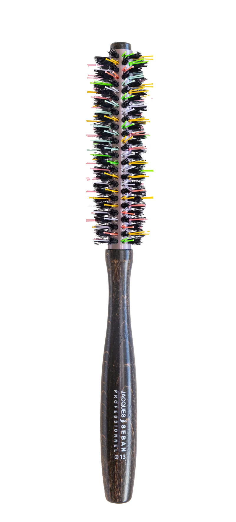 Brosse ronde poils sanglier picots mélangés multicolores JACQUES SEBAN 13 mm