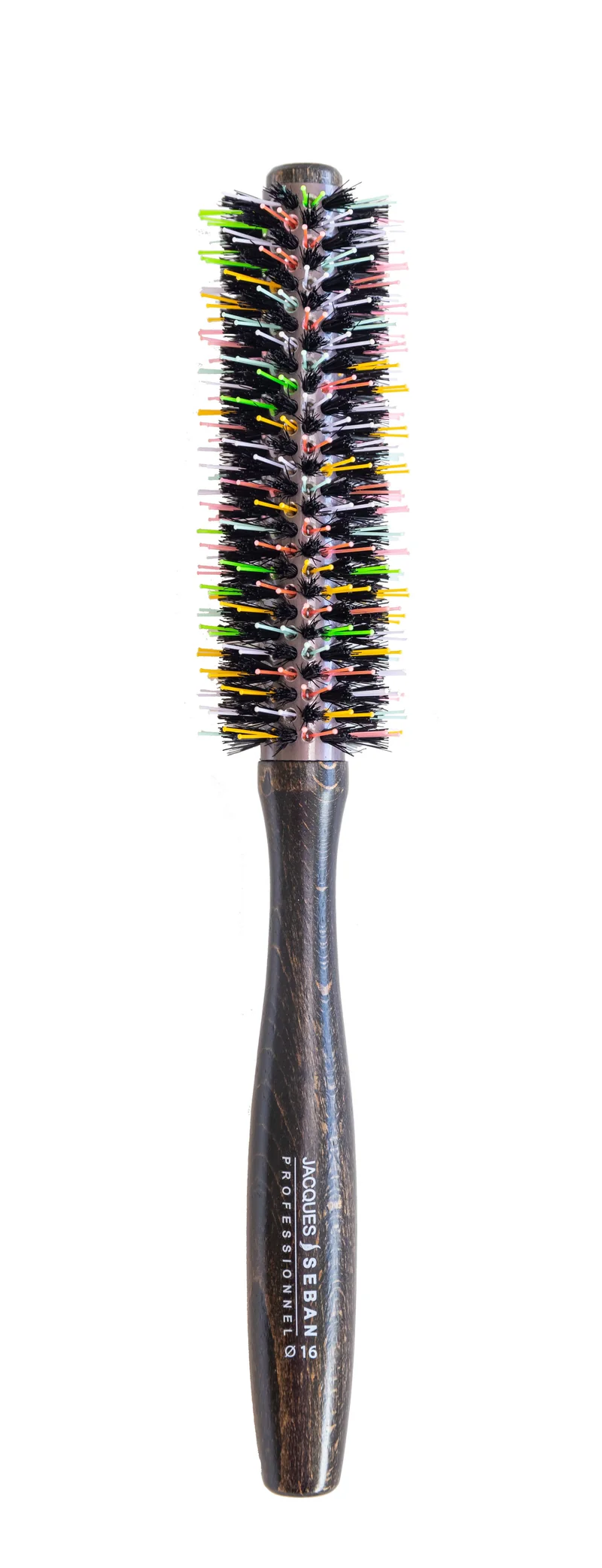 Brosse ronde poils sanglier picots mélangés multicolores JACQUES SEBAN 16 mm