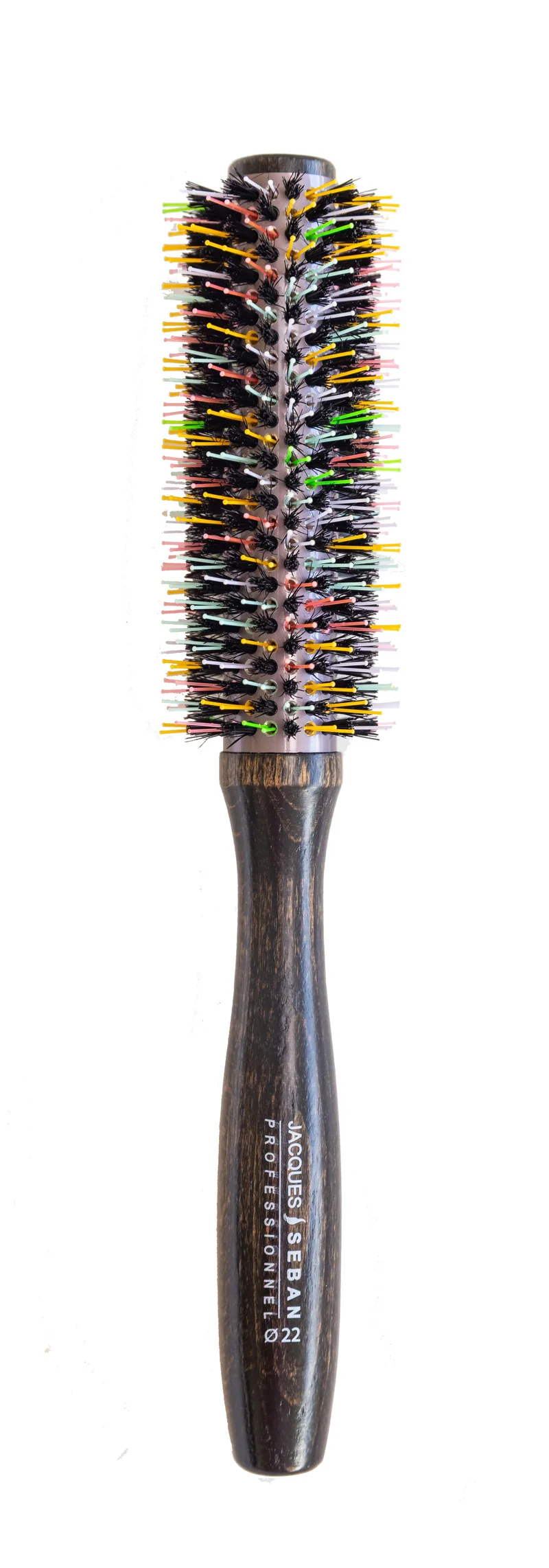 Brosse ronde poils sanglier picots mélangés multicolores JACQUES SEBAN 22 mm