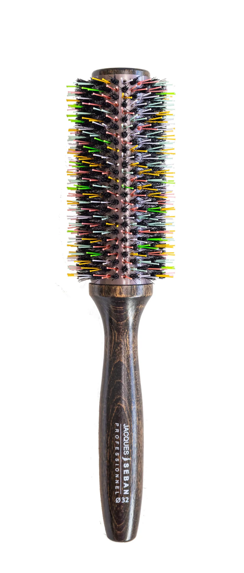 Brosse ronde poils sanglier picots mélangés multicolores JACQUES SEBAN 32 mm