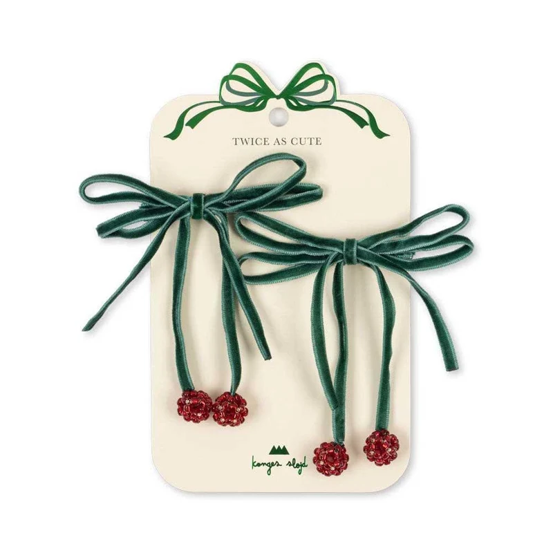 2 PACK CHERRY BOW HAIR CLIPS