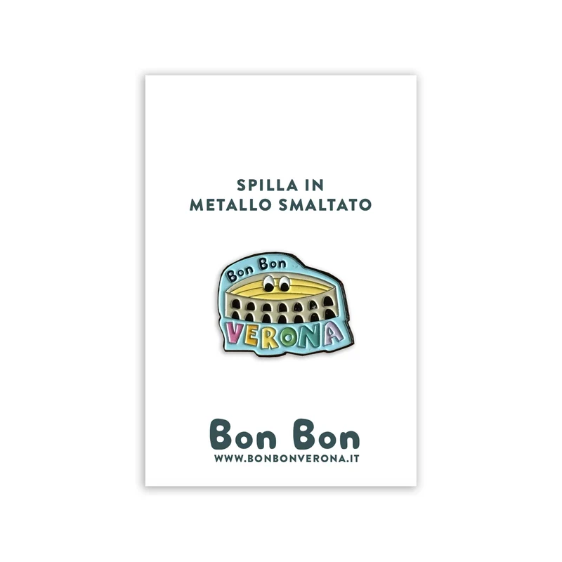 Spilla in metallo smaltato Arena