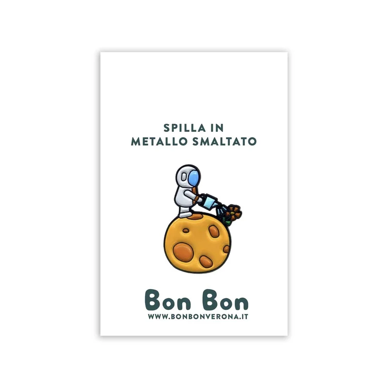 Bon Bon - Spilla in metallo smaltato Astronauta Pianeta