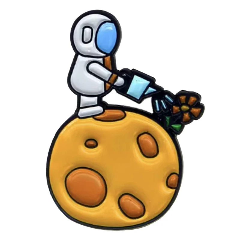 Bon Bon - Spilla in metallo smaltato Astronauta Pianeta