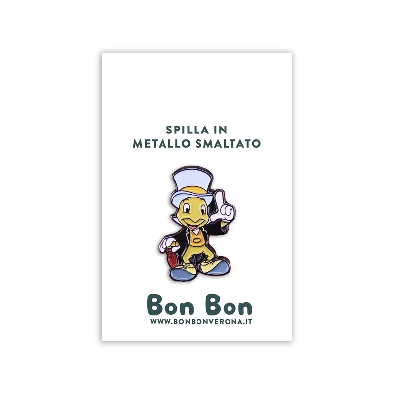 Spilla in metallo smaltato Grillo Parlante