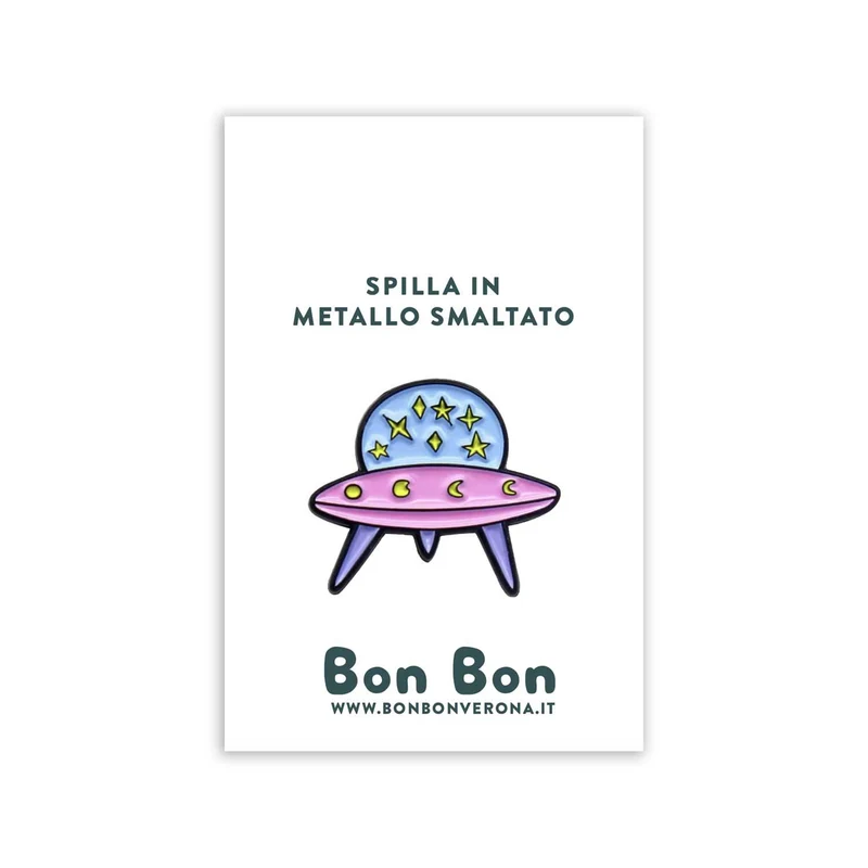 Spilla in metallo smaltato Ufo