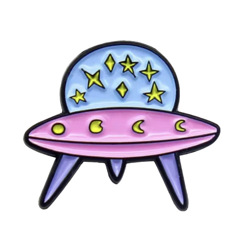 Spilla in metallo smaltato Ufo