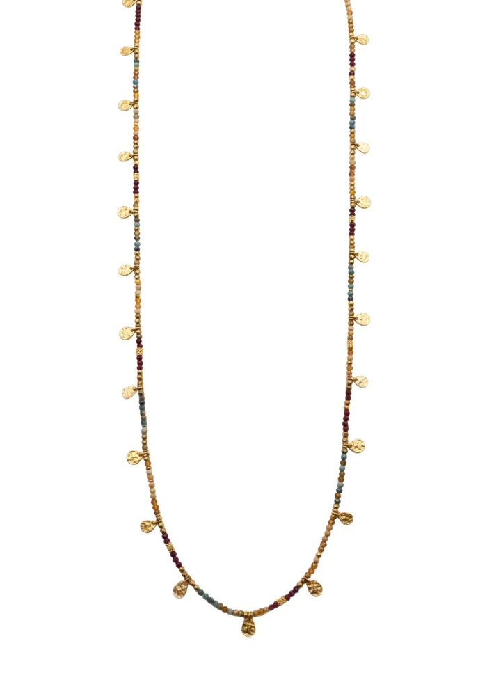 Sautoir Chiara Multi Pierres Rose Et Turquoise
