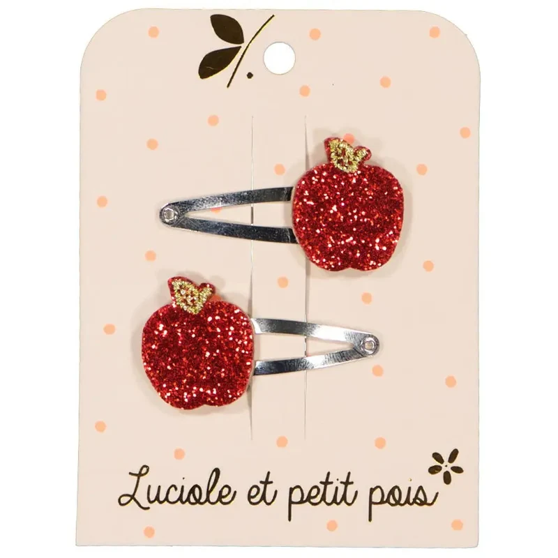 Barrettes Pomme Pailetées (paire) - Luciole et Petit Pois