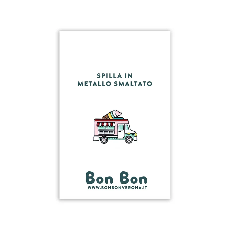 Bon Bon - Spilla in metallo smaltato Camion dei gelati