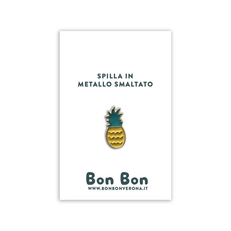 Bon Bon - Spilla in metallo smaltato Ananas