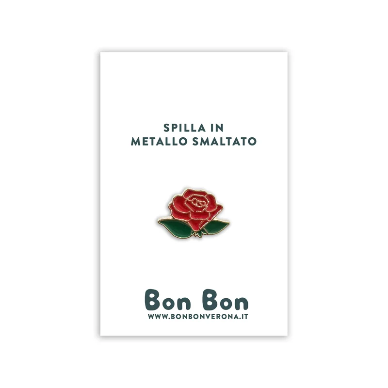 Bon Bon - Spilla in metallo smaltato Rosa