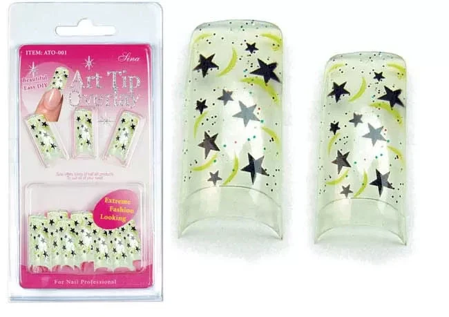 Faux Ongles Overlay-Tip X20 Blanc Etoil.Noir - IB