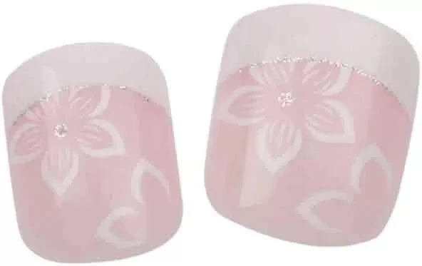 Faux Ongles Courtx24 Avcolle Rose+Fleur - IB