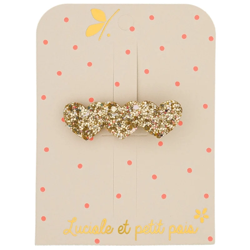 Barrette 3 Cœurs pailletés – Luciole et Petit Pois