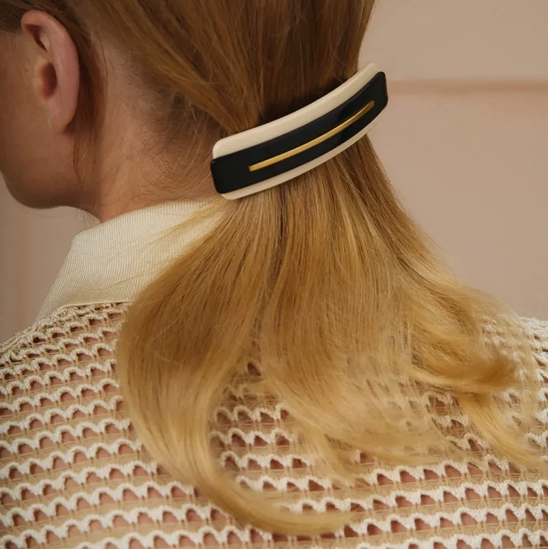 DORIC - Grande barrette décor or brossé