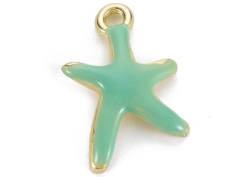 Breloque émaillée - étoile de mer - vert d'eau