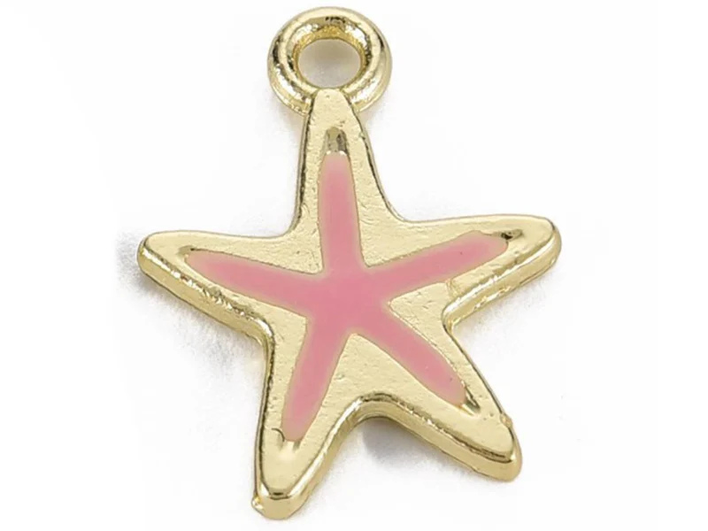 Breloque émaillée - fine étoile de mer - Rose pâle