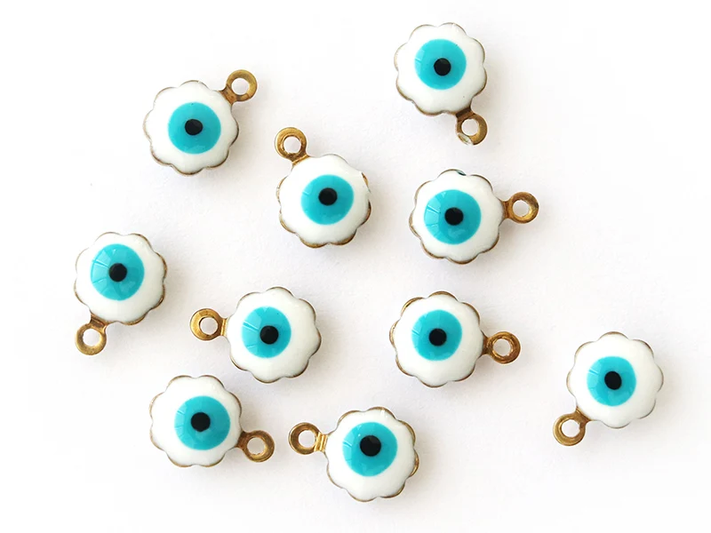 Lot de 10 pendentifs / breloques œil turque - laiton