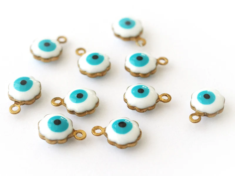 Lot de 10 pendentifs / breloques œil turque - laiton