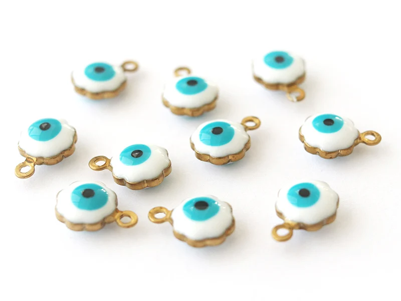 Lot de 10 pendentifs / breloques œil turque - laiton